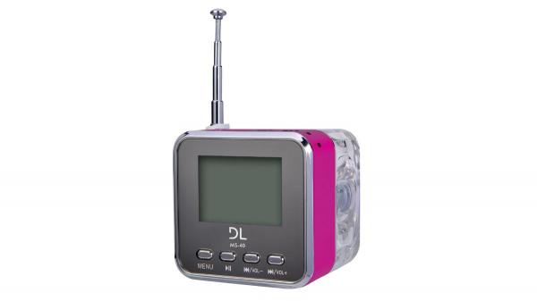 Som Portátil MP3 com Rádio FM e Relógio - MS40 - Pink - Dl