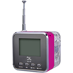 Som Portátil MP3 DL com Rádio FM e Relógio MS-40 - Pink