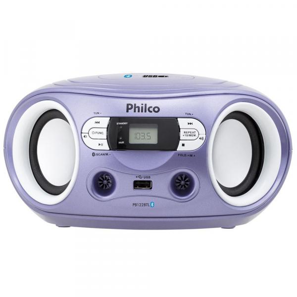 Som Portátil Philco PB122BTL Bluetooth USB Rádio FM Bivolt - Lilás