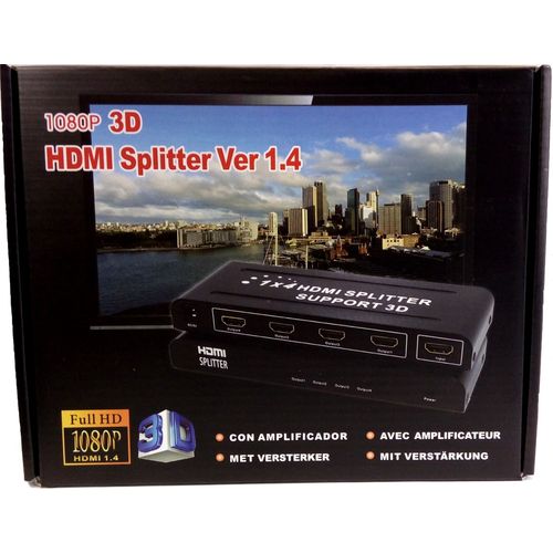 Splitter Distribuidor Hdmi 1x4 Divisor Full HD 1.4 3d 1080p