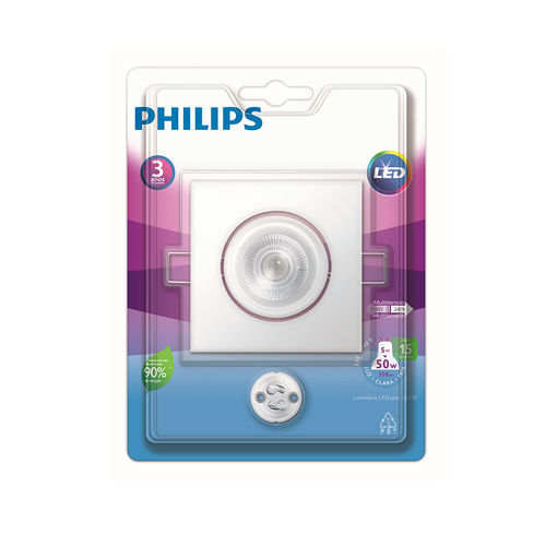 Spot de Embutir Quadrado Led 5w 6500k Branco Philips