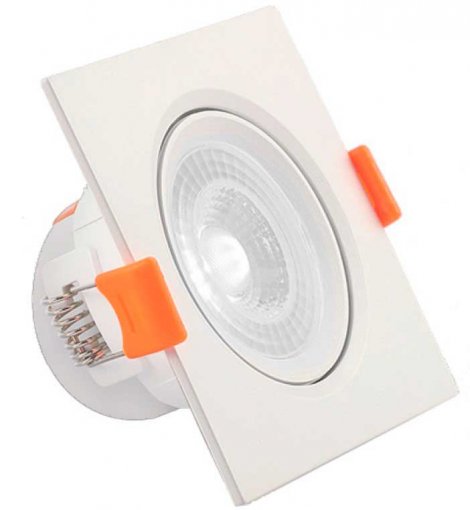 Spot Downlight LED 3W Embutir Quadrado Direcionável Branco Frio
