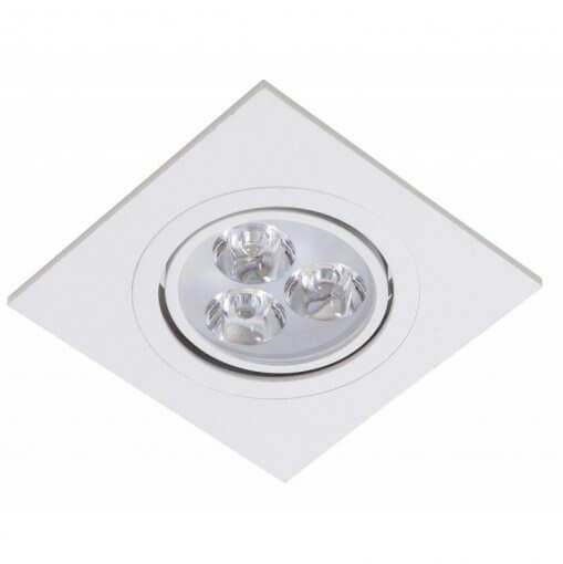 Spot Embutir LED 3W Quadrado Direcionavel Branco Quente
