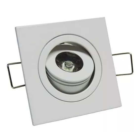 Spot LED COB 1W Quadrado Embutir Direcionável Branco Frio - Brand