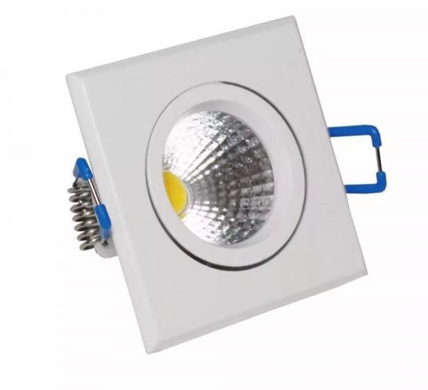 Spot LED COB 3W Quadrado Embutir Direcionável Branco Frio - Brand