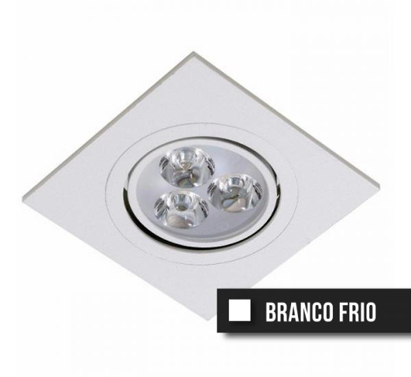 Spot LED Direcionável 3W Quadrado - Branco Frio - Brand