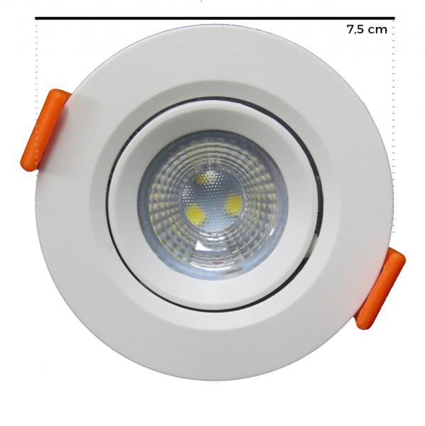 Spot LED Direcionável 3W Redondo - Branco Frio - Brand