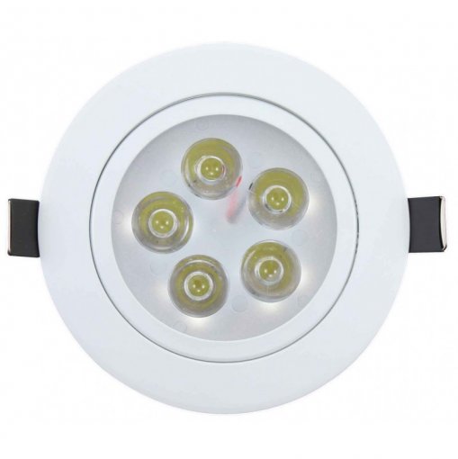 Spot LED Embutir 5W Redondo Direcionavel Branco Quente