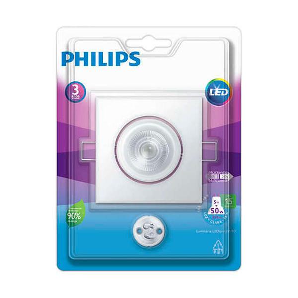 Spot Led Embutir Philips Policarbonato Quadrado 5W 6500K