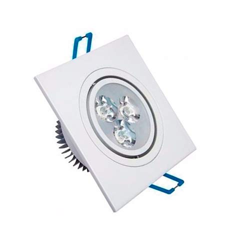 Spot LED 3w Quadrado Direcionável Branco Frio 6500k - Aro Branco