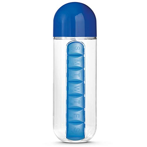 Squeeze 600ml com Porta Comprimidos TopGet Azul