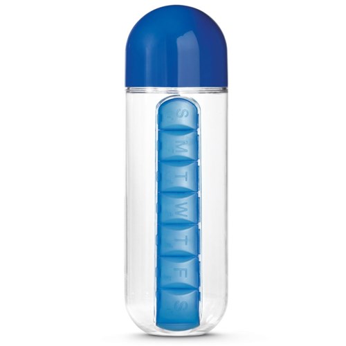 Squeeze 600Ml com Porta Comprimidos Topget Azul