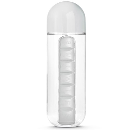 Squeeze 600ml com Porta Comprimidos TopGet Branca