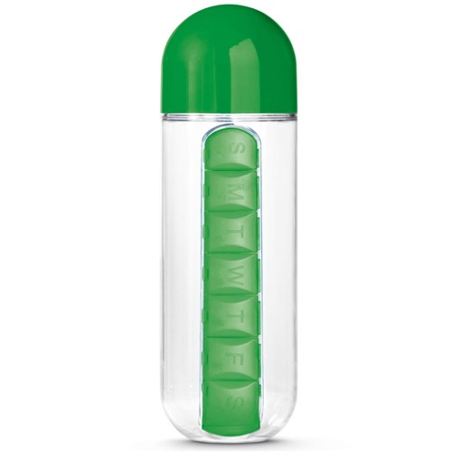Squeeze 600ml com Porta Comprimidos TopGet Verde