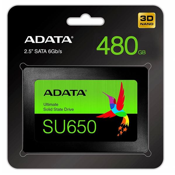SSD Adata SU650 480GB SATA III 2.5" NAND Flash 3D PC e Notebook ASU650SS-480GT-R
