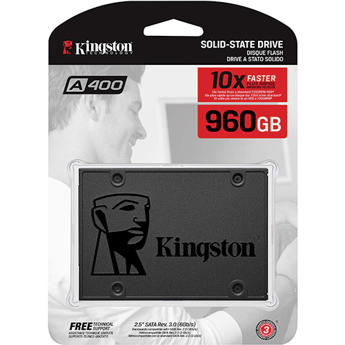 Tamanhos, Medidas e Dimensões do produto SSD Kingston A400 960GB - 500mb/s para Leitura e 450mb/s para Gravação