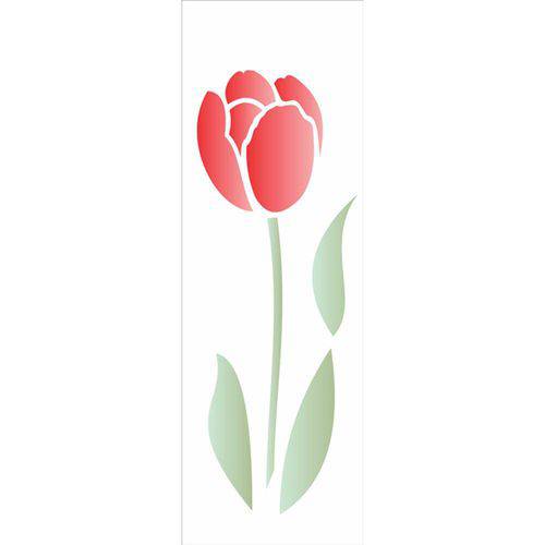 Tamanhos, Medidas e Dimensões do produto Stencil de Acetato para Pintura Opa 10 X 30 Cm – 1870 – Flor Tulipa I