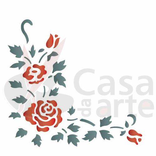 Tamanhos, Medidas e Dimensões do produto Stencil de Acetato para Pintura Opa 14 X 14 Cm - 983 Cantoneira Rosas