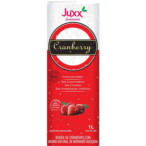 Suco de Cranberry com Aroma Natural de Morango - 1Litro - Juxx
