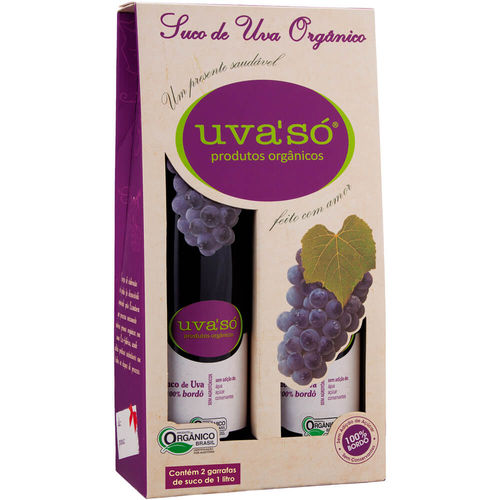 Suco de Uva Tinto Integral Orgânico 100% Bordo Uva'só - Maleta com 2 X 1l