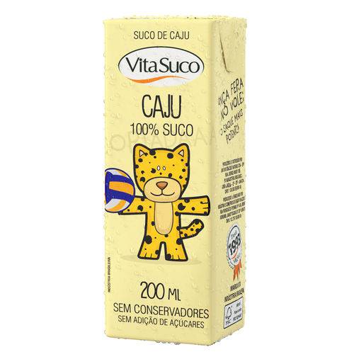 Suco Natural Vitasuco Kids 200ml - Cx 27un Sabor Caju