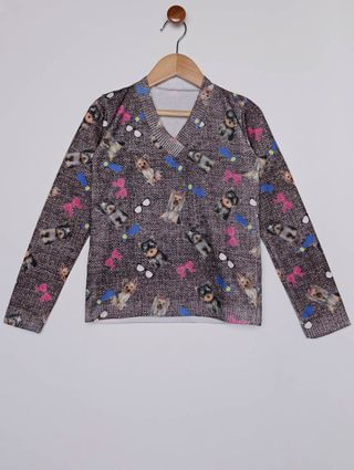 Suéter Infantil para Menina - Preto/azul