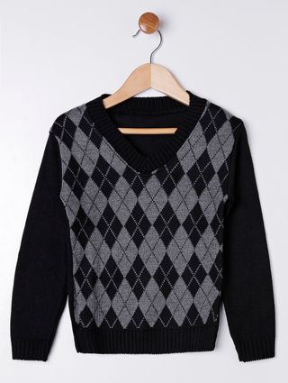 Suéter Infantil para Menino - Cinza/preto