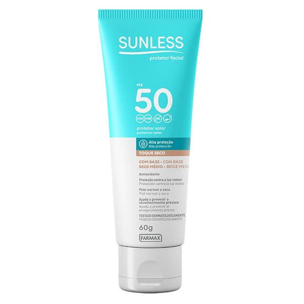 Sunless Fps50 Protetor Facial Base Bege Médio 60g