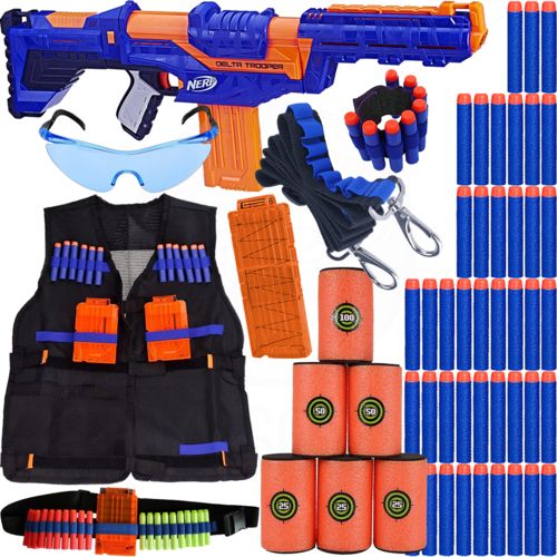 Super Kit Arma Nerf Delta Trooper + Colete + Acessórios + 90 Dardos Brinquedo