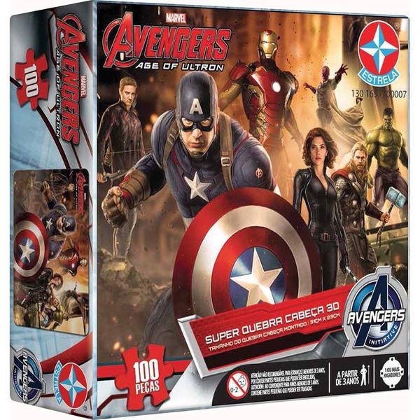Super Quebra-Cabeça 3D Estrela Avengers 100 Peças