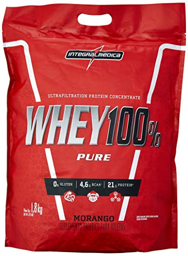Super Whey 100% Pure - Refil Morango, IntegralMedica, 1800 G