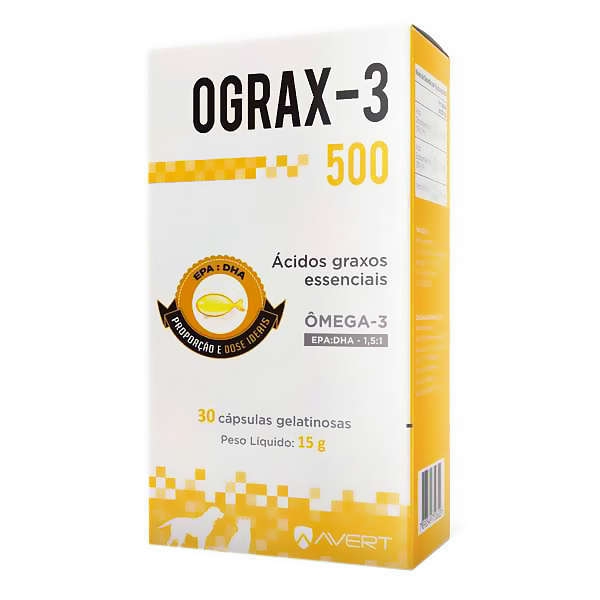 Suplemento Avert Ograx-3 500 com Ômega 3 30 Cápsulas