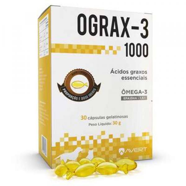 Suplemento Avert Ograx-3 com Ômega-3 de 1000mg - 30 Cápsulas