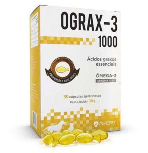 Suplemento Avert Ograx-3 com Ômega-3 de 1000Mg - 30 Cápsulas