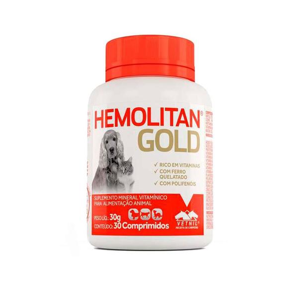 Suplemento Hemolitan Gold Vetnil 30 Comprimidos