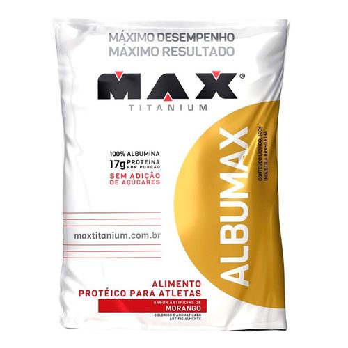 Suplemento Massa Muscular Albumax Albumina 500g Morango - Max Titanium