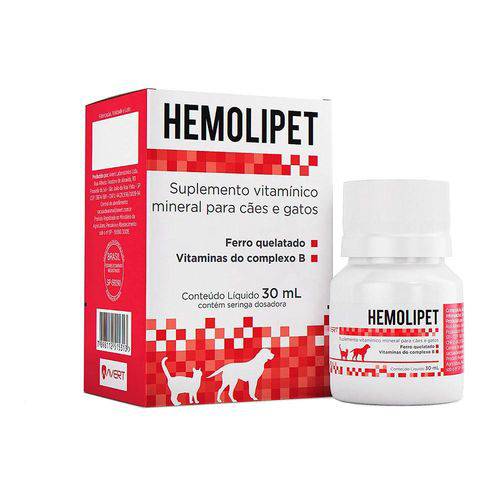 Suplemento Nutricional Hemolipet para Cães e Gatos com 30ml
