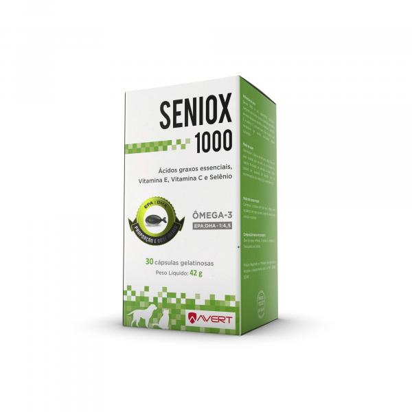 Suplemento Nutricional SENIOX de 1000 Mg para Cães e Gatos com 30 Cáps - Avert