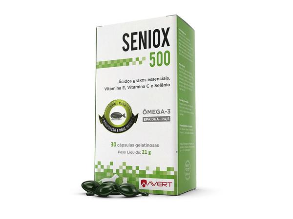 Suplemento Nutricional SENIOX de 500 Mg para Cães e Gatos com 30 Cáps - Avert