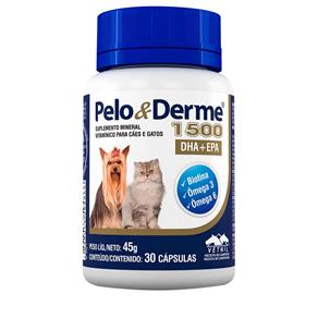 Suplemento Pelo & Derme 1500 para Cães Vetnil - 30 Cápsulas