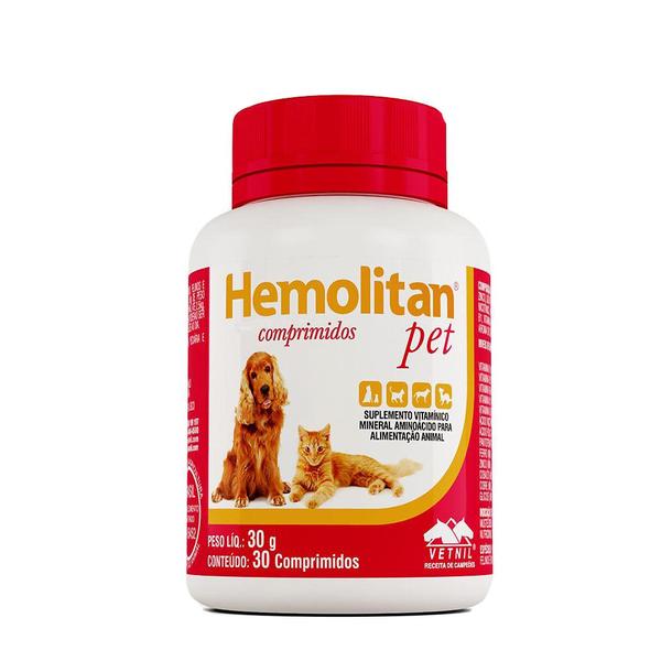 Suplemento Vetnil Hemolitan Pet 30 Comprimidos