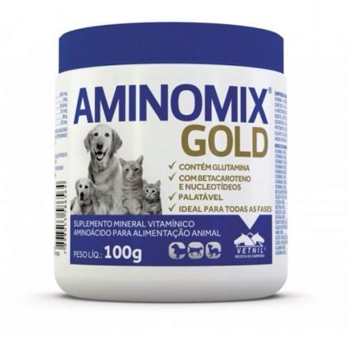 Suplemento Vitamínico Aminomix Gold em Pó - 100g - Vetnil