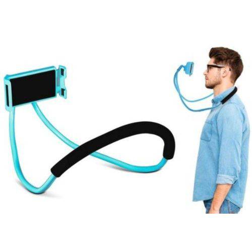 Suporte Celular Articulado de Pescoco Selfie Cama Mesa Azul