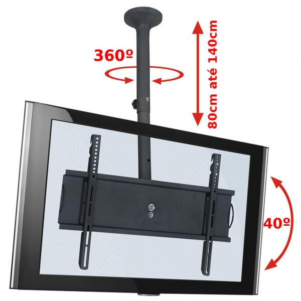 Suporte de Teto para TV LED LCD Plasma de 32 a 65 Inclinação 40º Rotação 360º SKY-PRO-M Multivisão