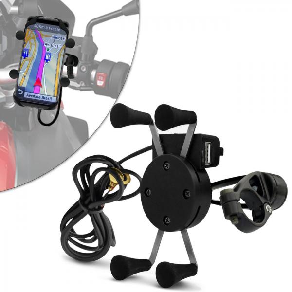 Tudo sobre 'Suporte para Celular GPS Moto Bicicleta Tipo Aranha Carregador USB a Prova DÁgua Guidão - St'