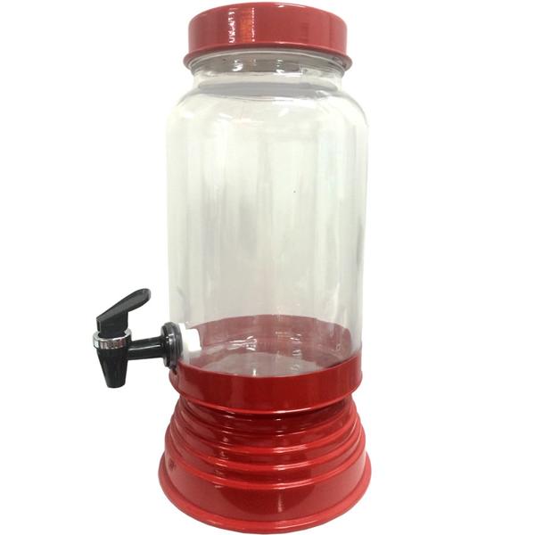 Suqueira de Vidro com Dispenser 3250ml - Vermelha - G.r.