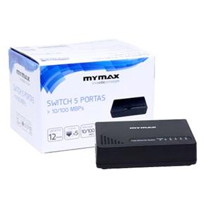 Switch 5 Portas 10/100mbps Preto Mymax