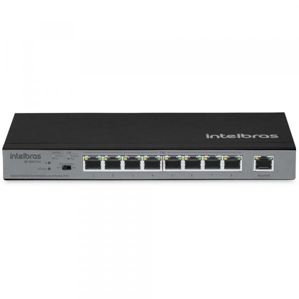Switch 9 Portas Fast Ethernet com 8 Portas PoE+ SF900 PoE 4760032 Intelbras
