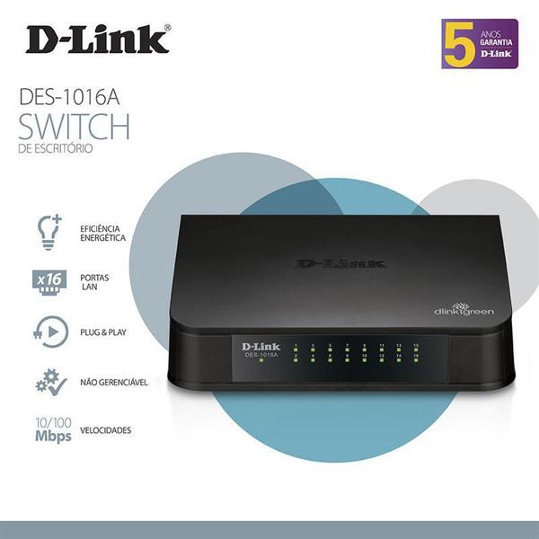 Switch D-LINK DES-1016A 16 Portas FAST-ETHERNET 10/100MBPS