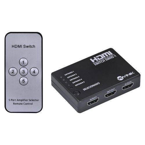 Switch Hdmi 5 Entradas 1 Saída 1.3v com Suporte 3d e 1080p - Swh5-1